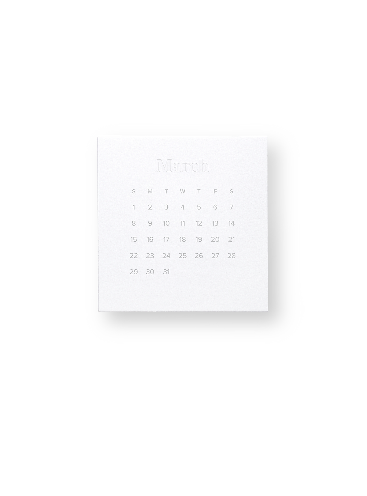 2026 Desk calendar card front view