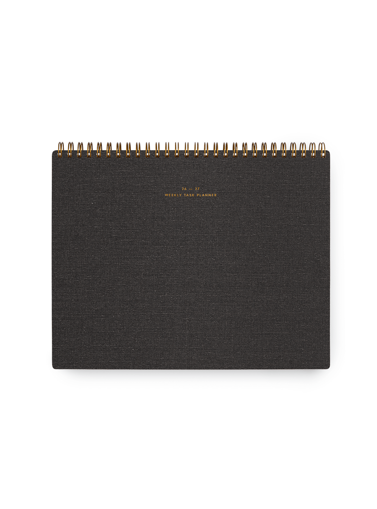 Appointed 26-27 top-bound Weekly Task Planner with brass wire-o binding and gold foil details || Charcoal Gray