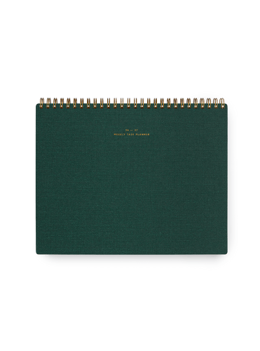 Appointed 26-27 top-bound Weekly Task Planner with brass wire-o binding and gold foil details || Hunter Green