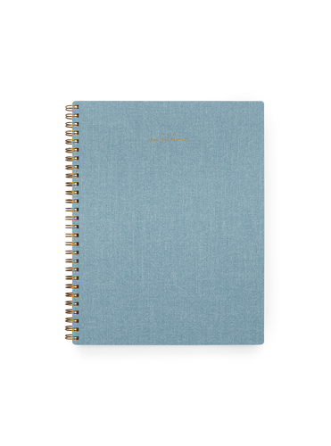 26-27 Year Task Planner in Chambray Blue bookcloth with brass wire-o binding front view || Chambray Blue