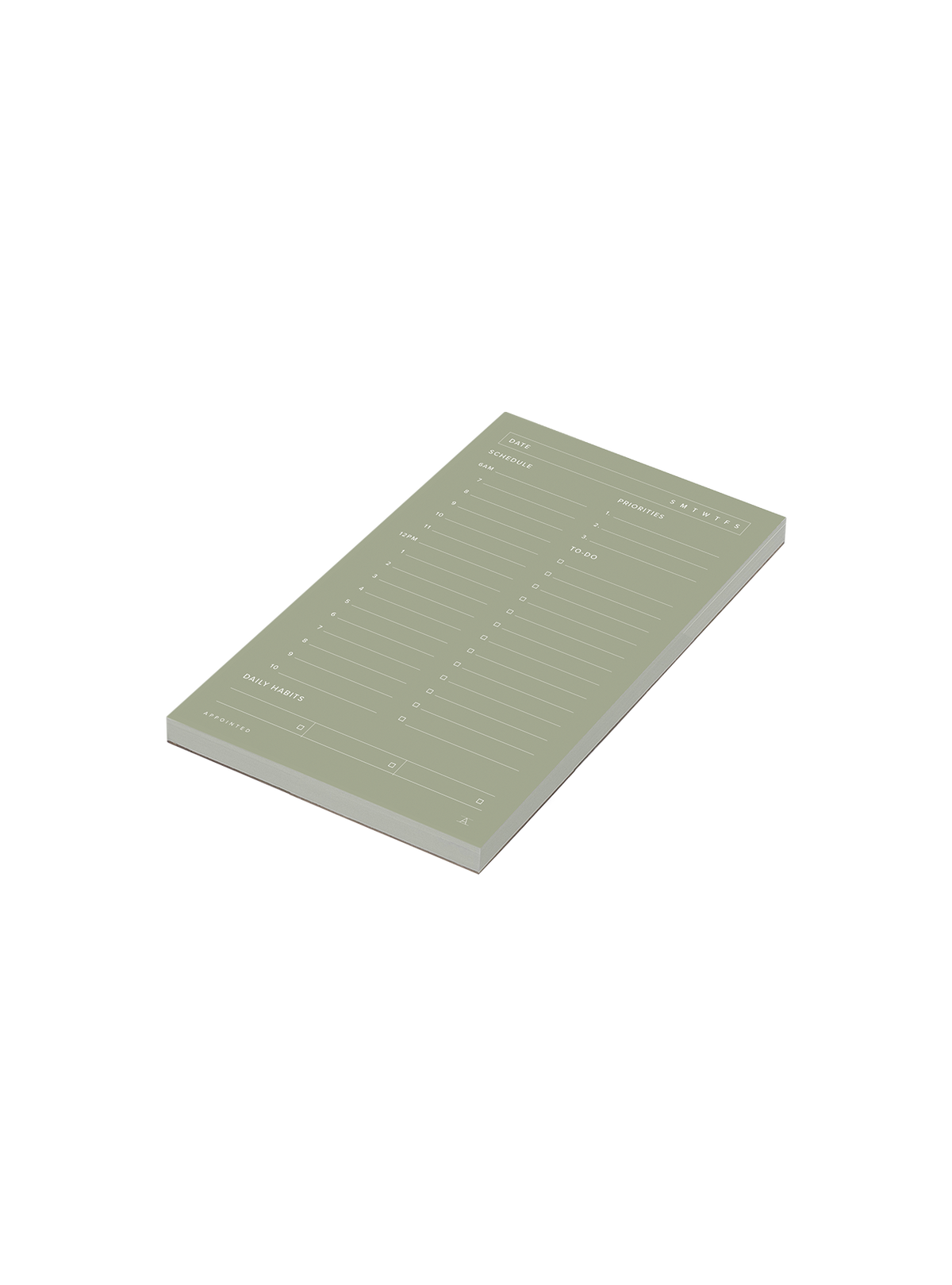 Daily Task Pad angled in Sage Green || Sage Green