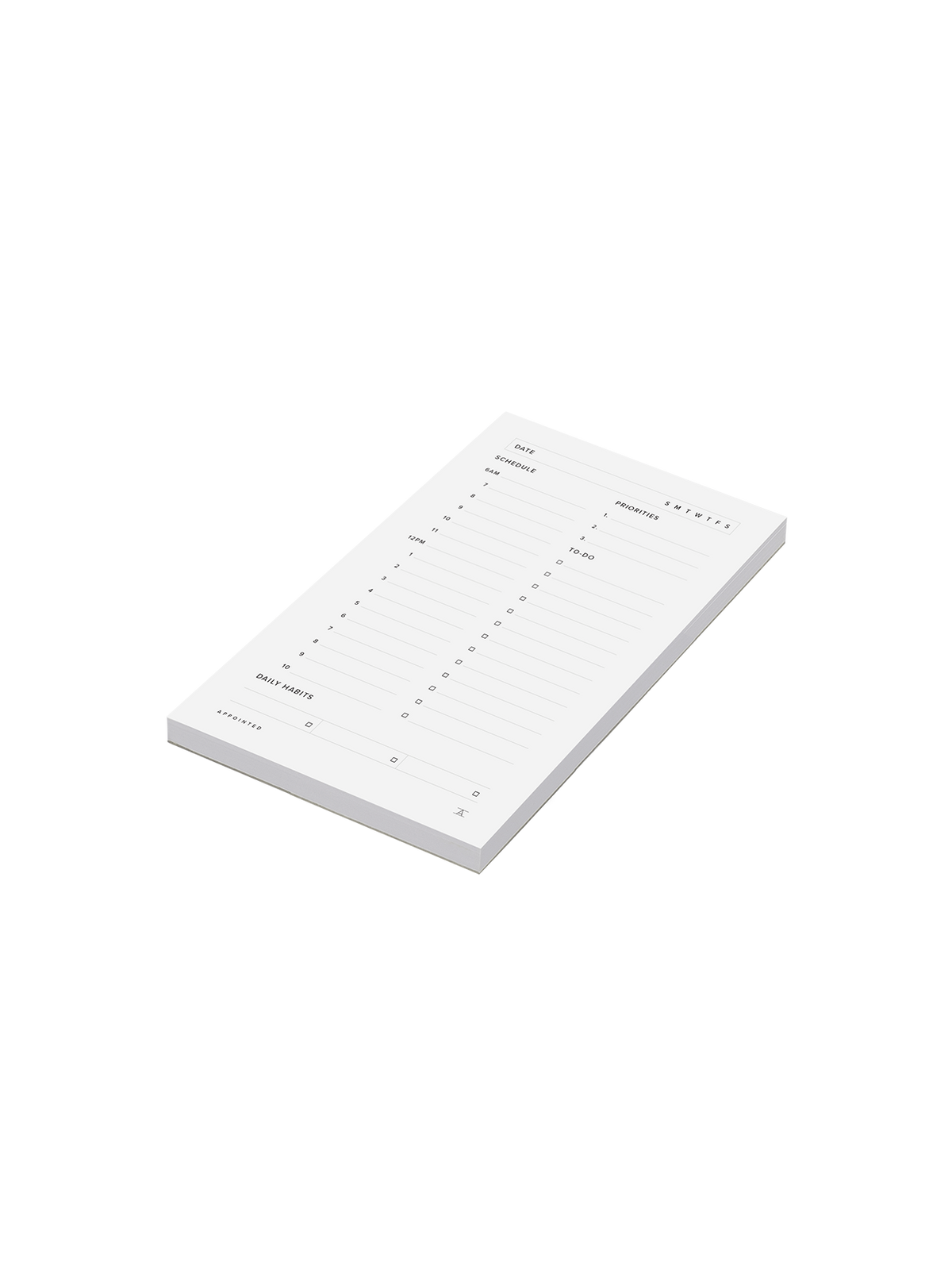 Daily Task Pad angled in White || White