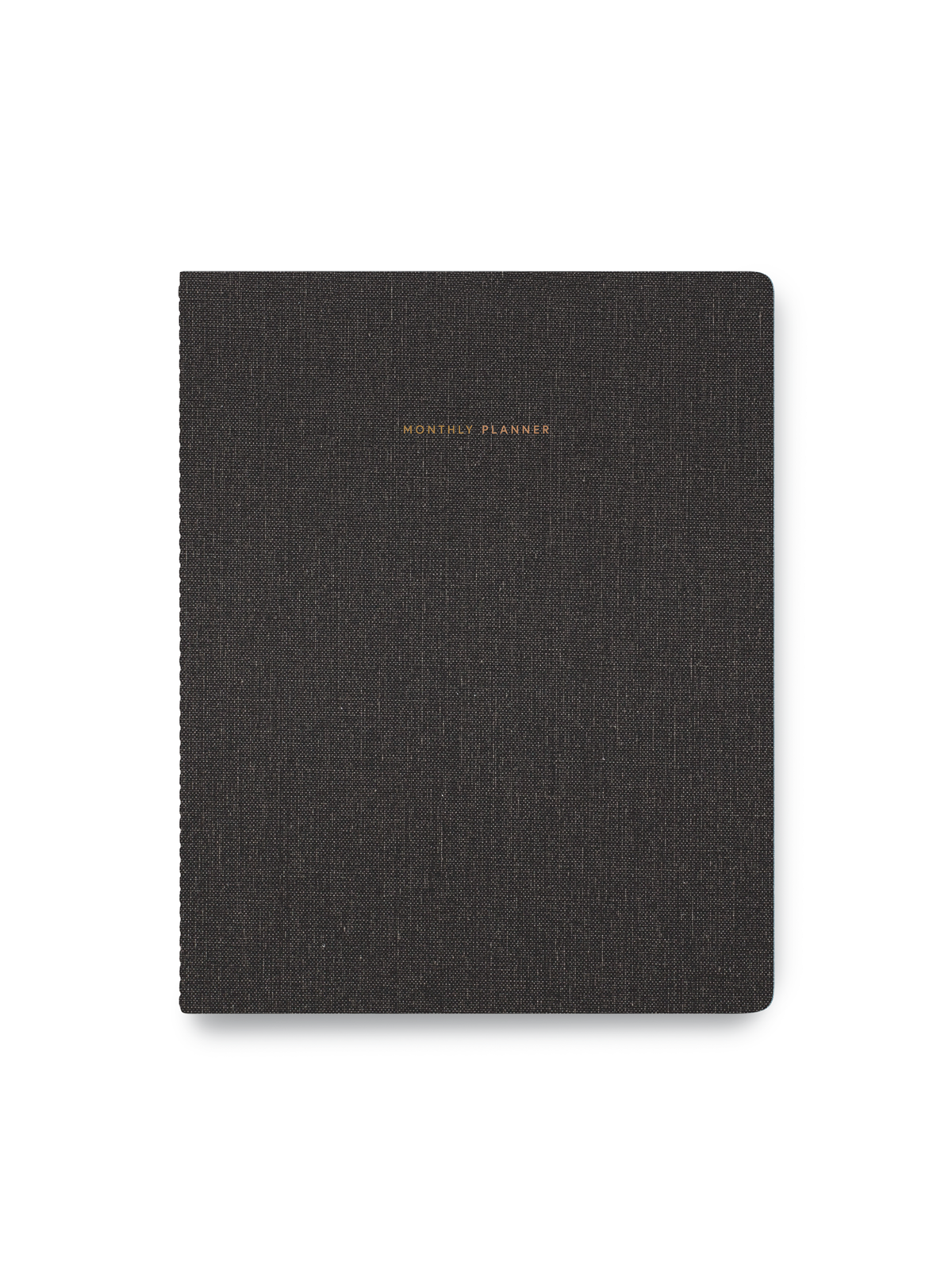 Charcoal Gray Monthly Planner closed front view || Charcoal Gray