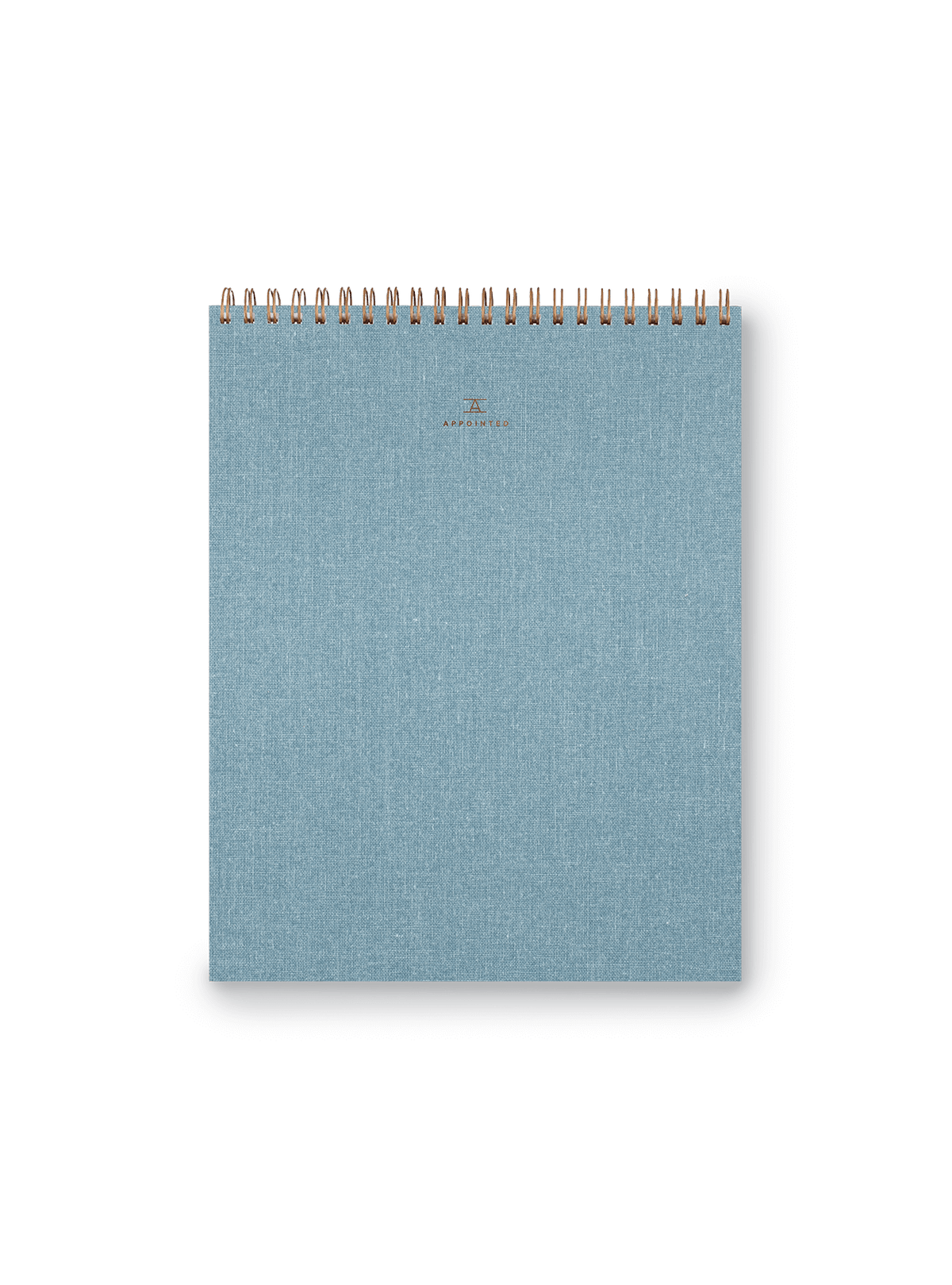 Note Taker & Keeper front cover with brass wire-o binding and gold foil stamped details || Chambray Blue