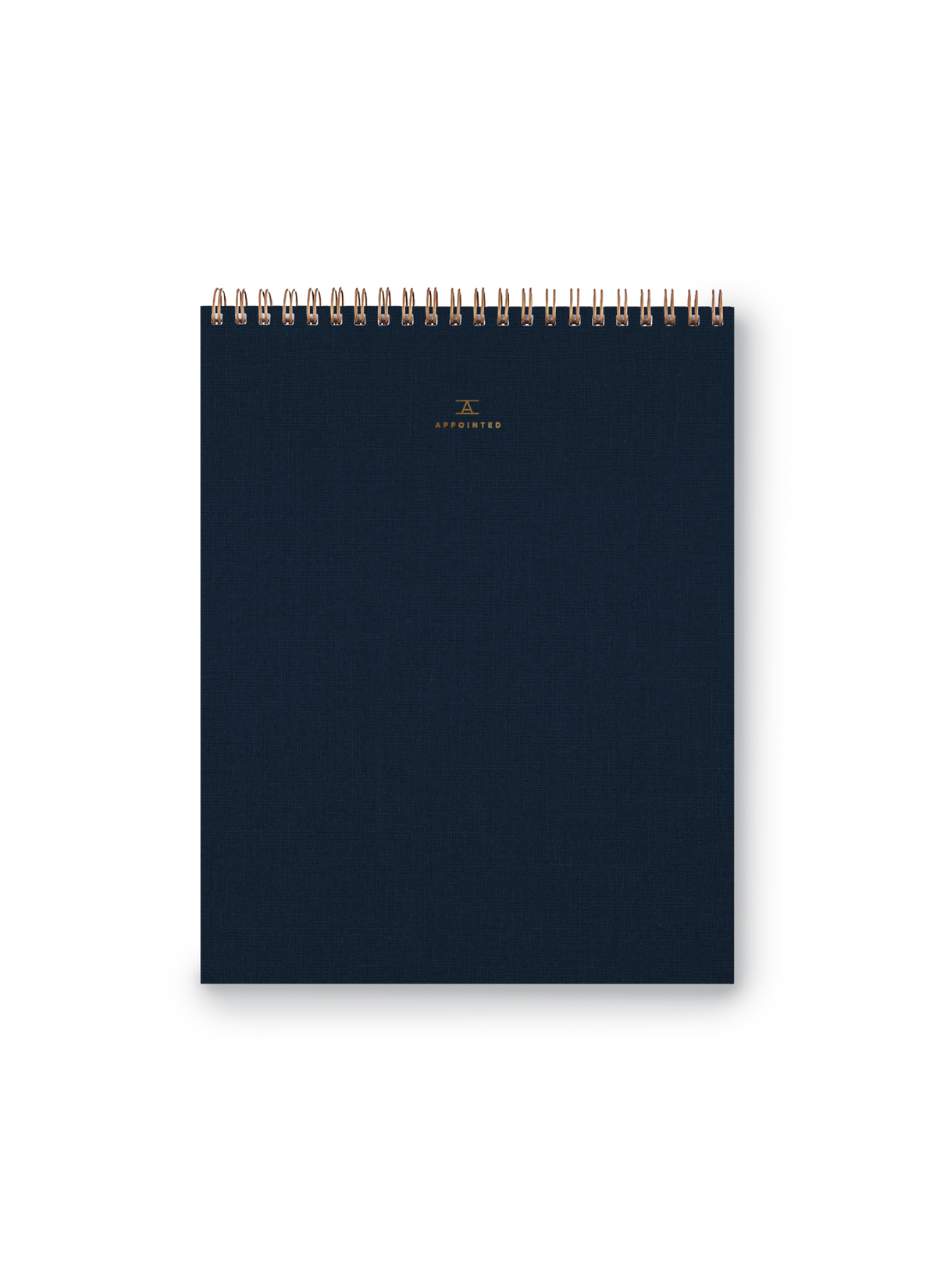 Note Taker & Keeper front cover with brass wire-o binding and gold foil stamped details || Oxford Blue