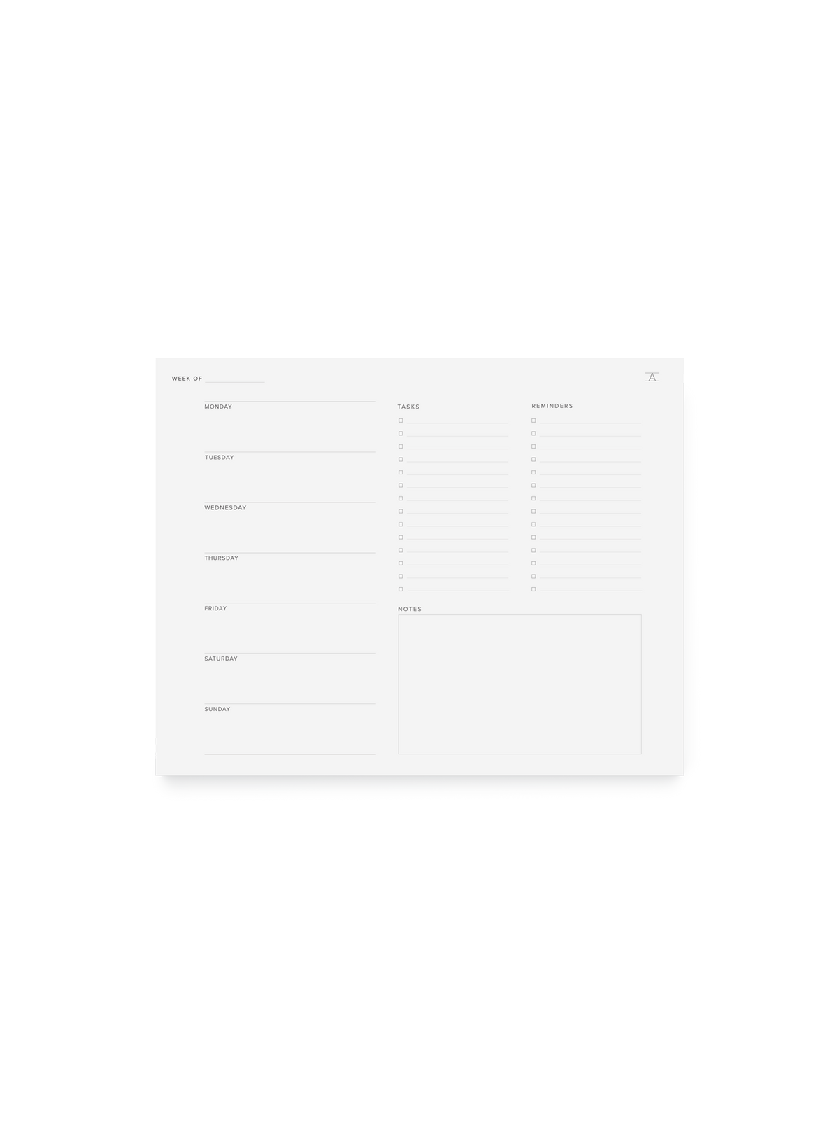 Appointed Weekly Task Pad Front View