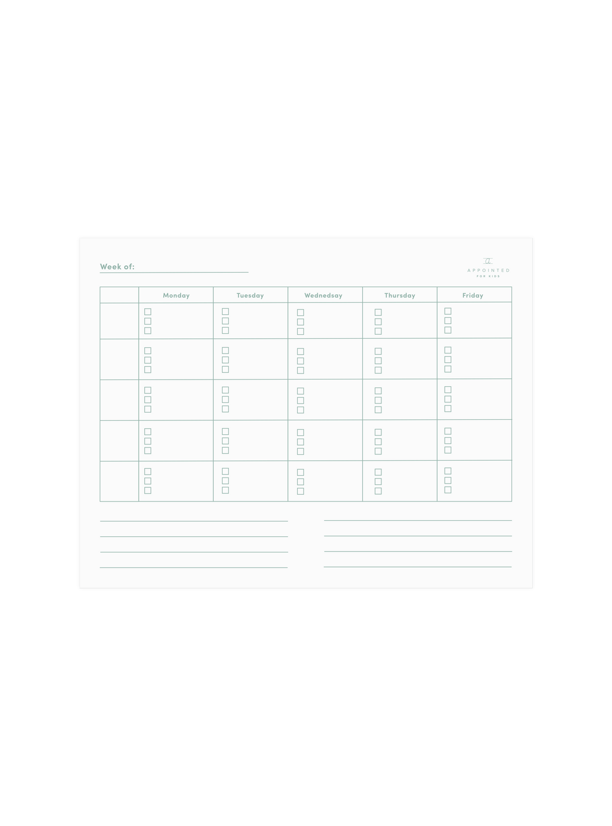Kids Weekly Planning