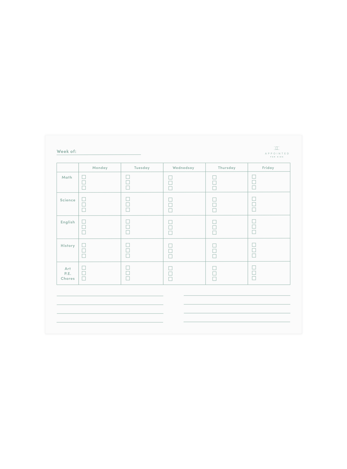 Kids School Planning