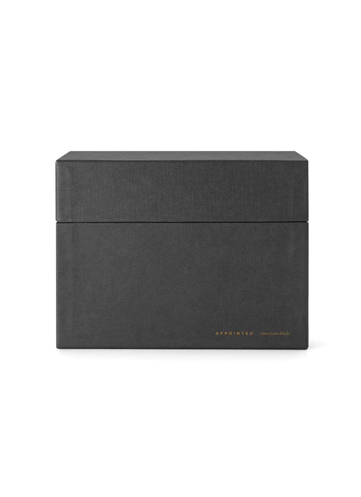 Eye-level view of Sage Card Keeper, lid on || Onyx