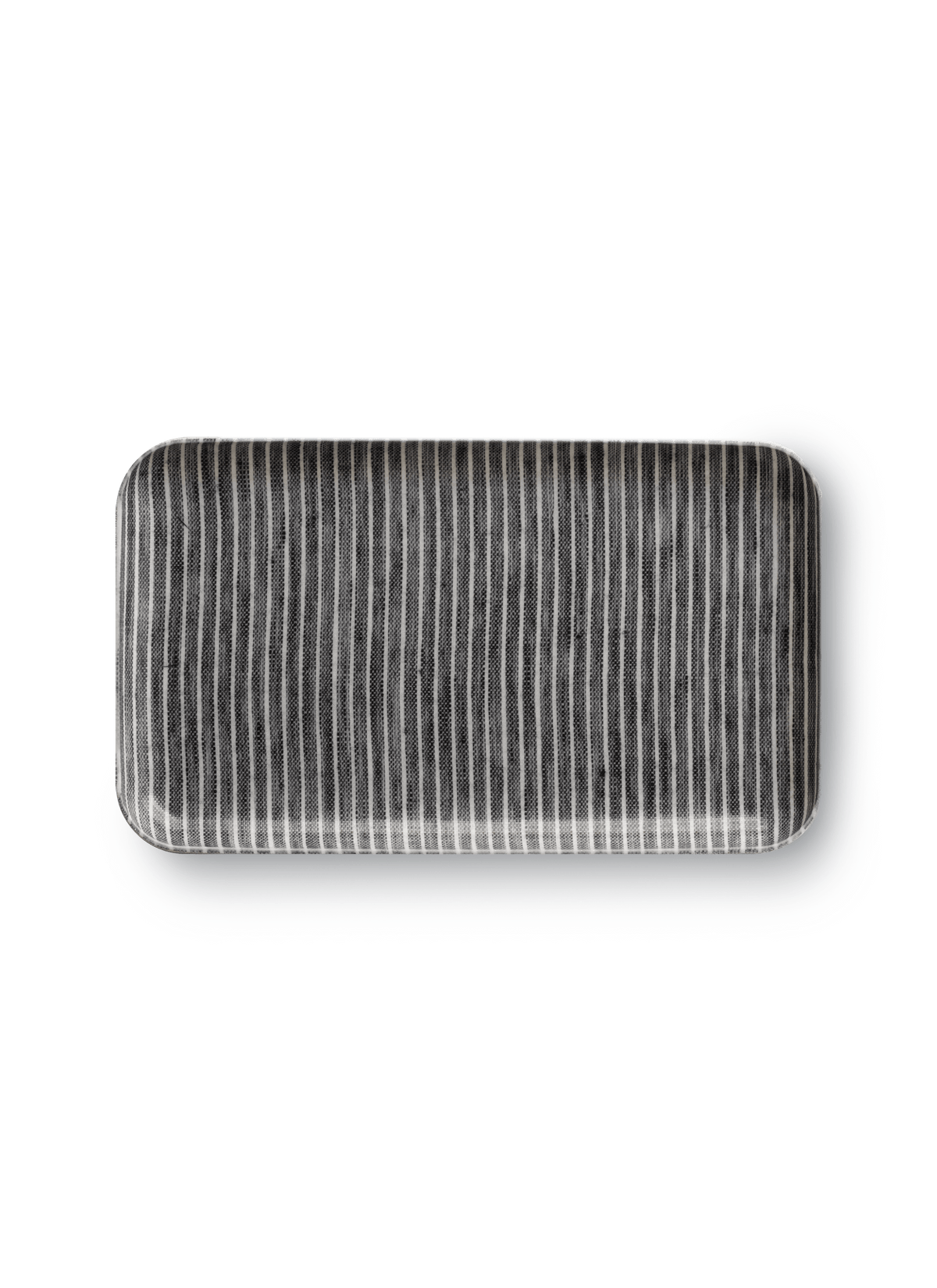 Fog Linen Coated Tray || Gray/White Stripe