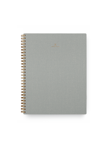 Appointed Notebook in Dove Gray bookcloth with brass wire-o binding front view || Dove Gray