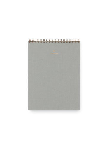 Appointed Office Notepad in Charcoal Gray bookcloth with brass wire-o binding front view || Dove Gray