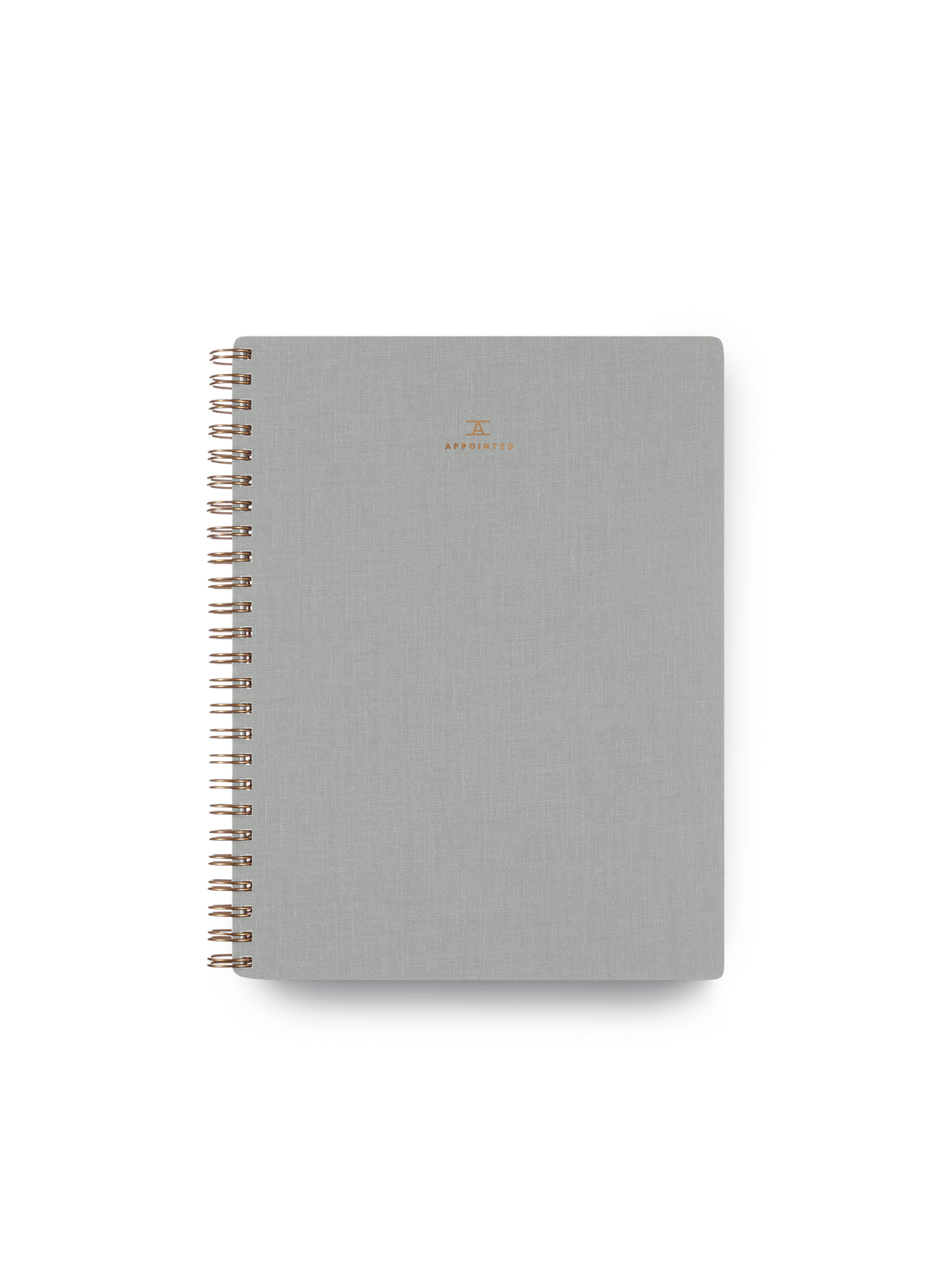 Appointed Workbook in Natural Linen bookcloth with brass wire-o binding front cover || Dove Gray