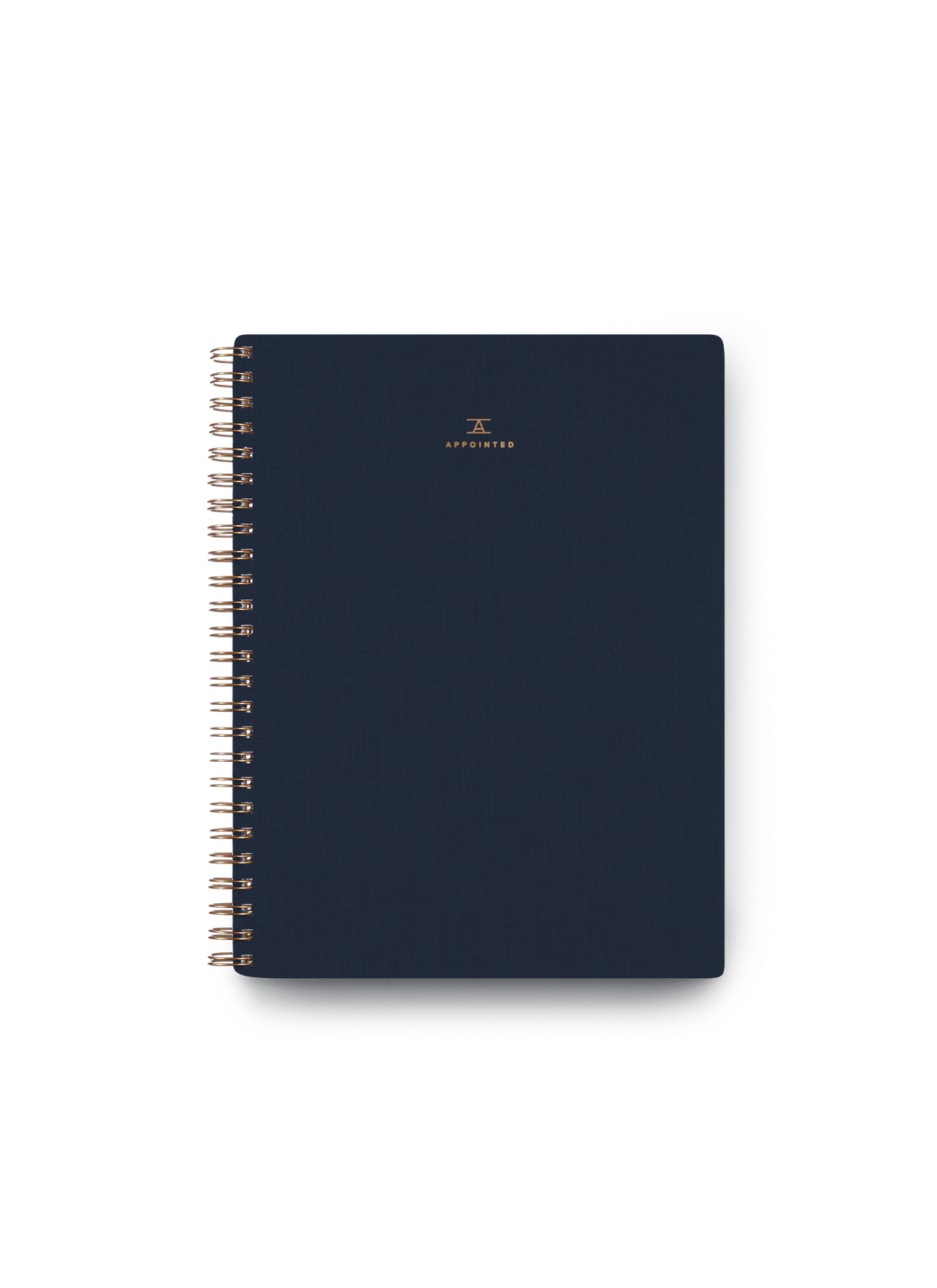 Appointed Workbook in Oxford Blue bookcloth with brass wire-o binding front cover