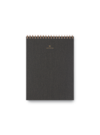 Appointed Office Notepad with gold foil details, bookcloth cover, and brass wire-o binding || Charcoal Gray