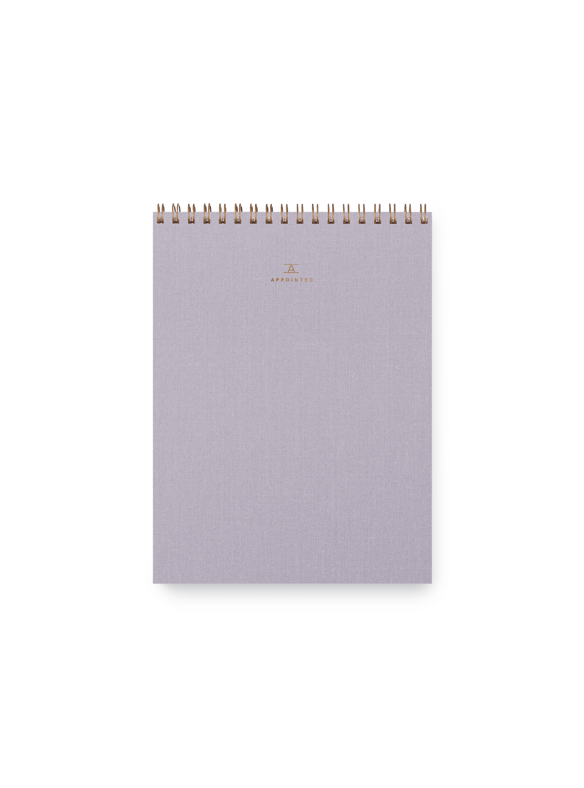 Appointed Office Notepad with gold foil details, bookcloth cover, and brass wire-o binding || Lavender Gray