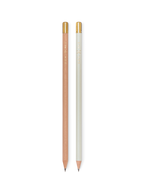 Appointed No. 2 Pencils in Natural and Cool Gray, sharpened with grass erasser caps and gold details